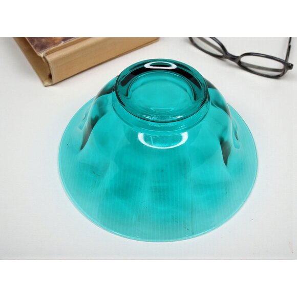 vintage turquoise flower petal design decorative glass bowl - Picture 5 of 11